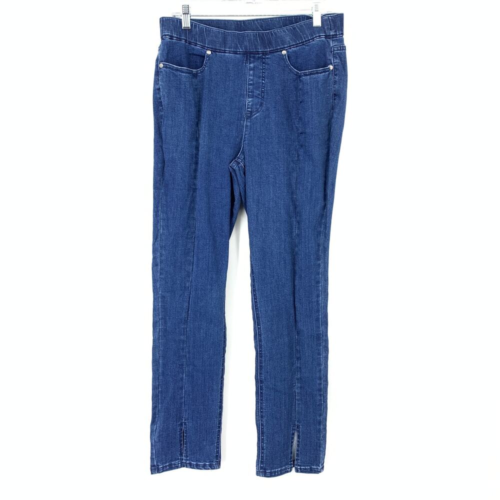 Isaac Mizrahi Jeans Womens 8 Blue Slim Leg Pull-On Vented Hem Faded Wash